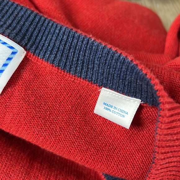 SOUTHERN TIDE Men’s Red V-Neck Cotton Sweater L - Picture 3 of 7